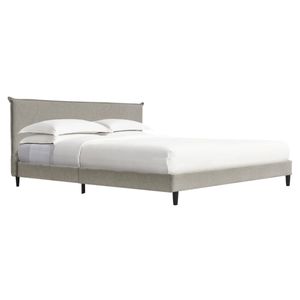 Cama king size tapizada en tela gris