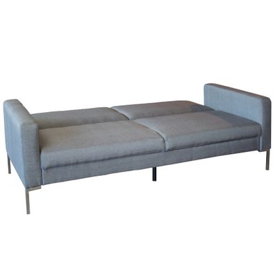 Actual Studio | Sofá cama tapizado en tela color gris claro con dos cojines  y patas de metal