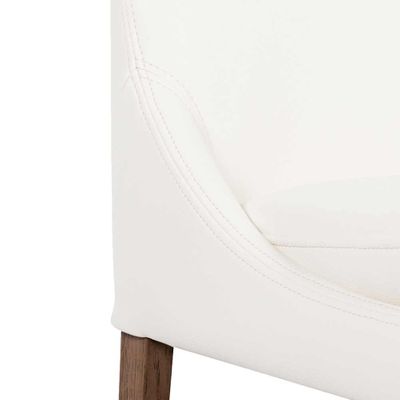 Actual Studio  Banco alto asiento tapizado en tacto piel blanco con patas  de madera color walnut
